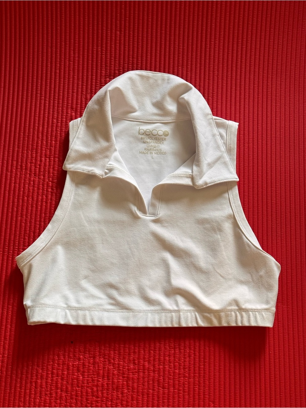 BECCA White Cropped Polo Tank Top